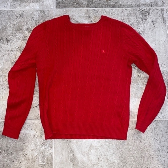Red Izod Women's Petite Large Cable Knit Sweater - Picture 5 of 5